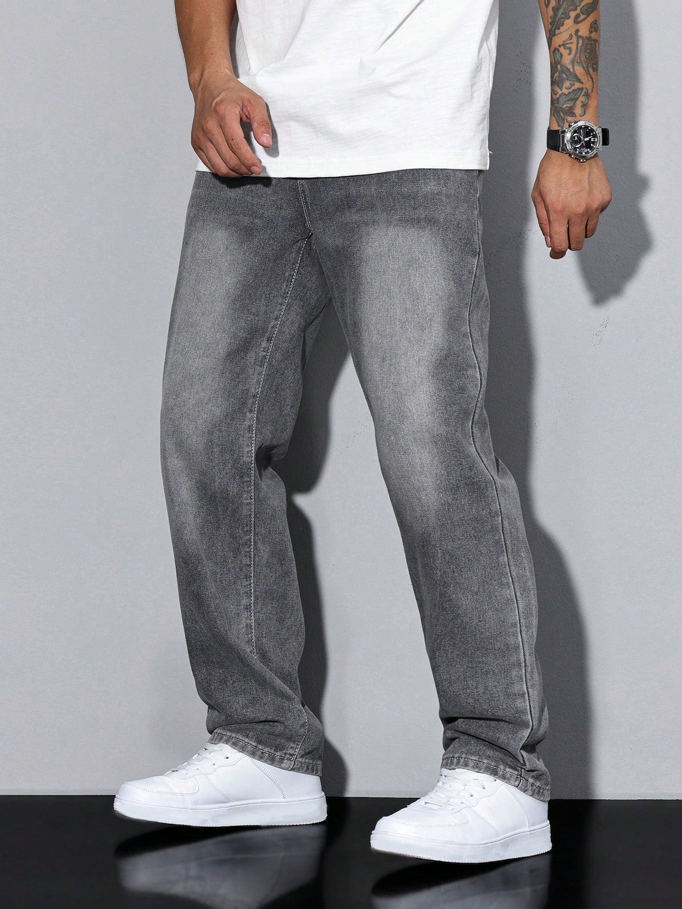 Herren Klassische Gerade Freizeit Jeanshose