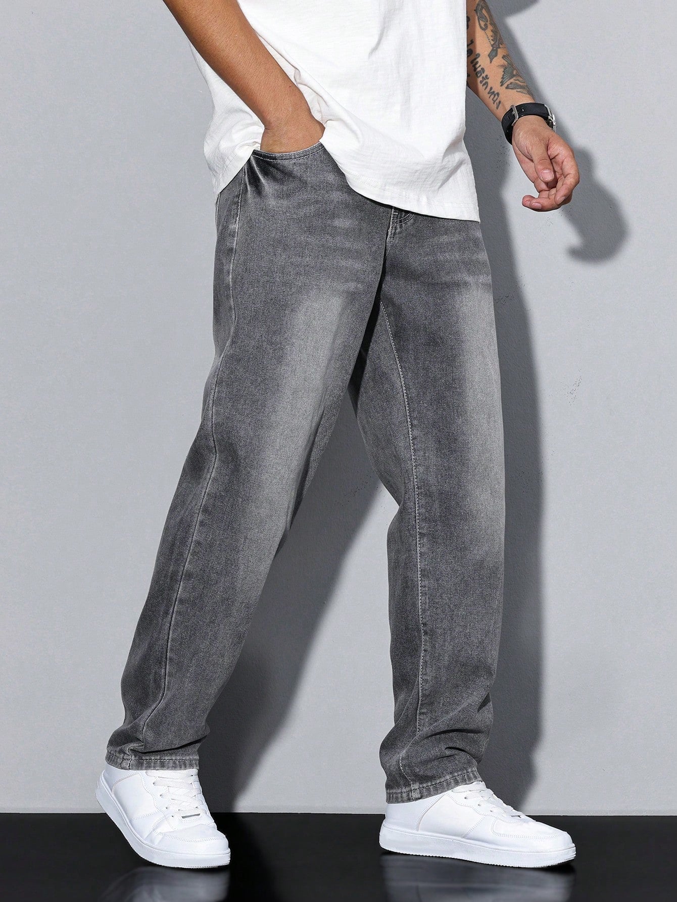 Herren Klassische Gerade Freizeit Jeanshose