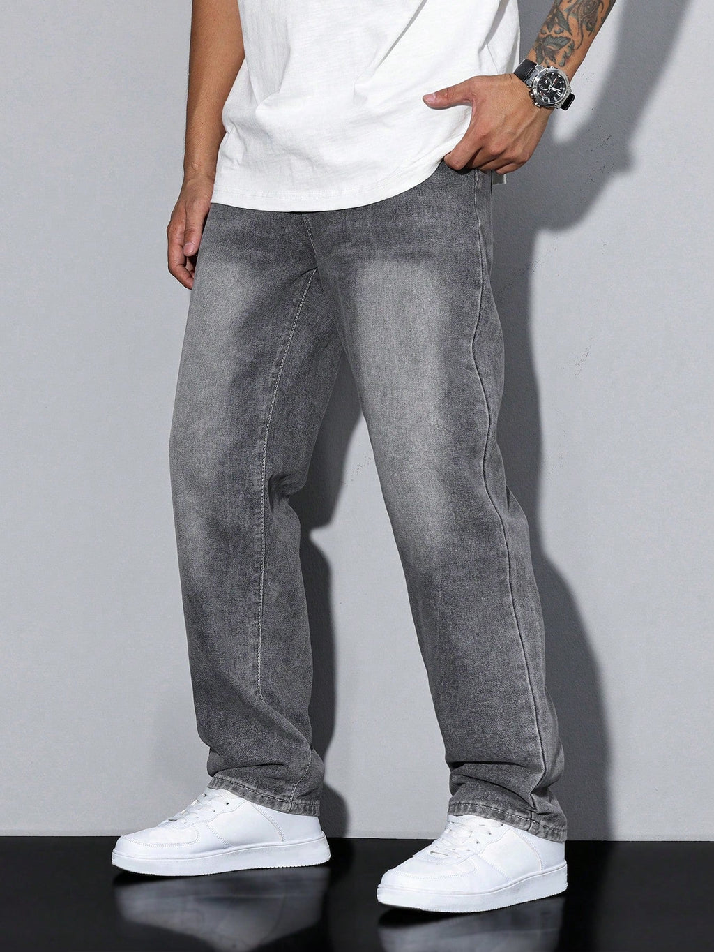 Herren Klassische Gerade Freizeit Jeanshose