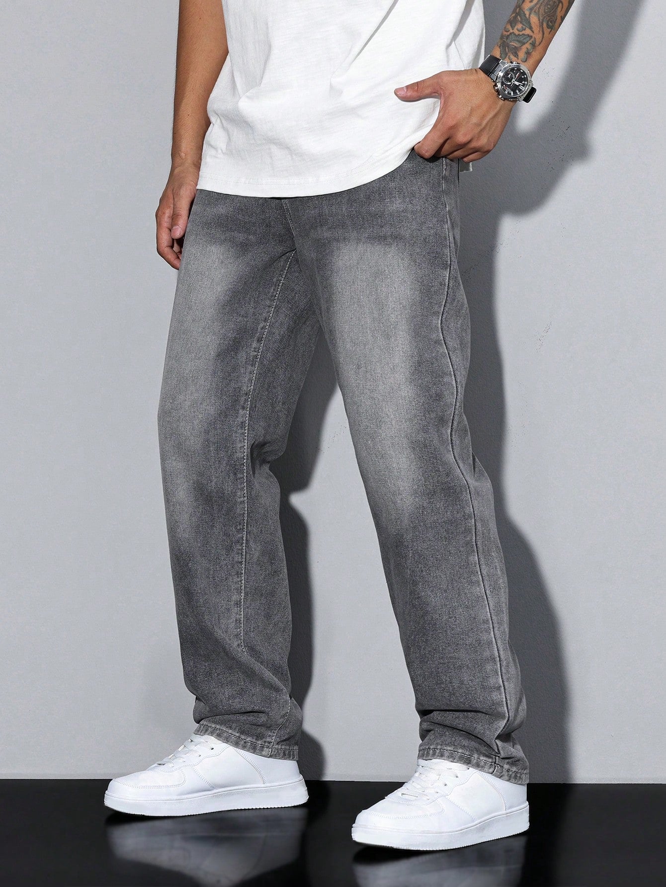 Herren Klassische Gerade Freizeit Jeanshose