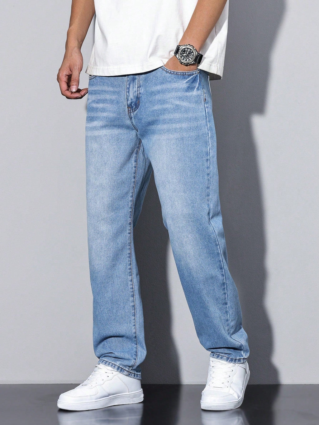 Herren Klassische Gerade Freizeit Jeanshose