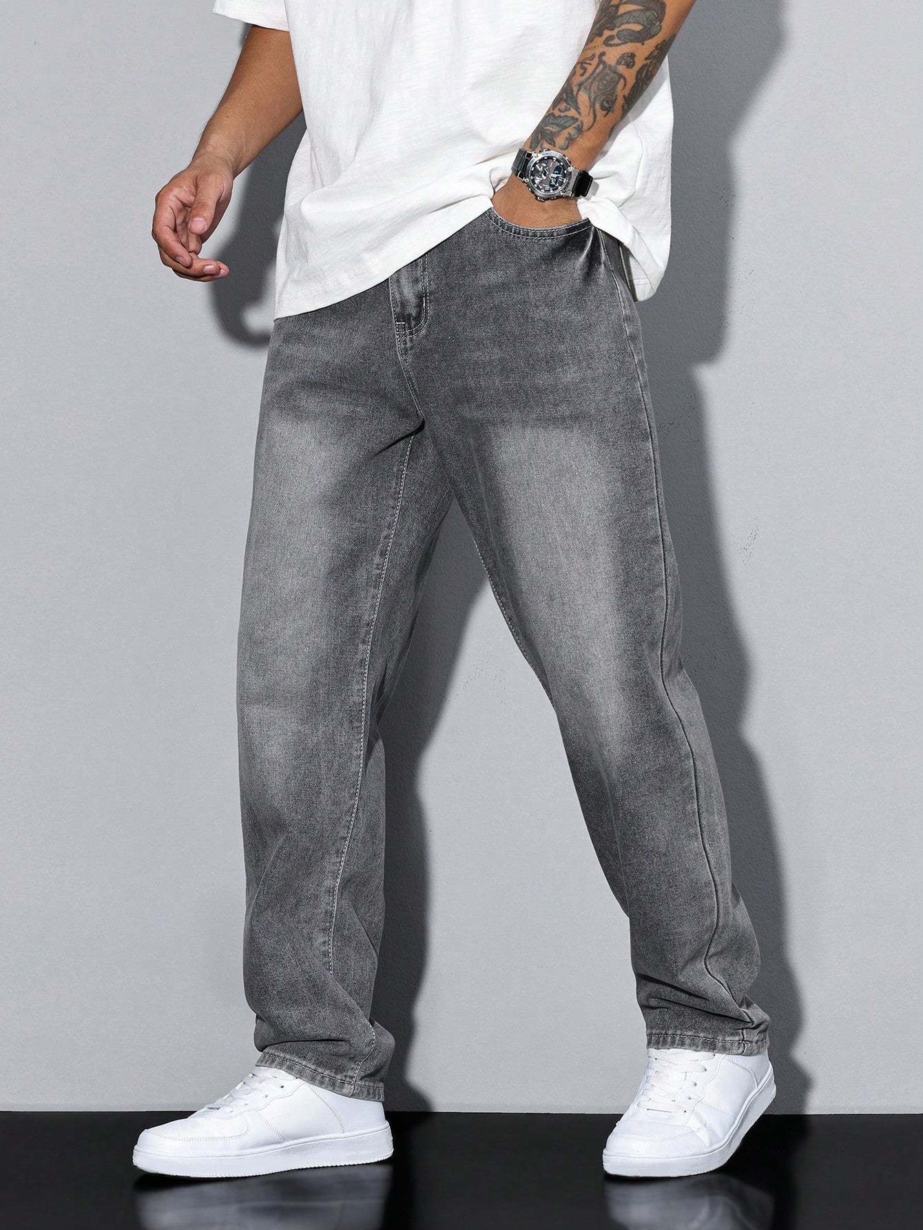 Herren Klassische Gerade Freizeit Jeanshose