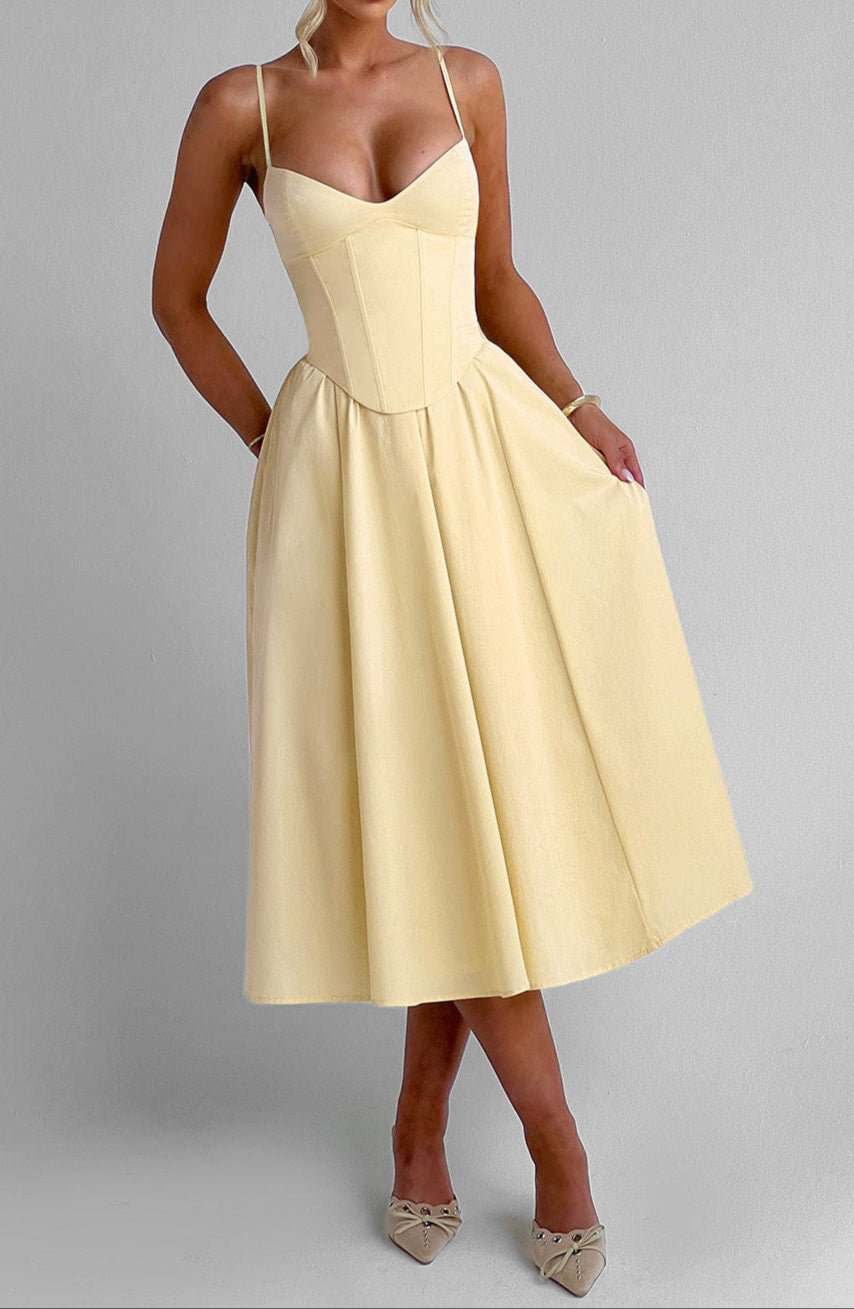 Julia | Damen Abendkleid Midi A-Linie mit Herzausschnitt