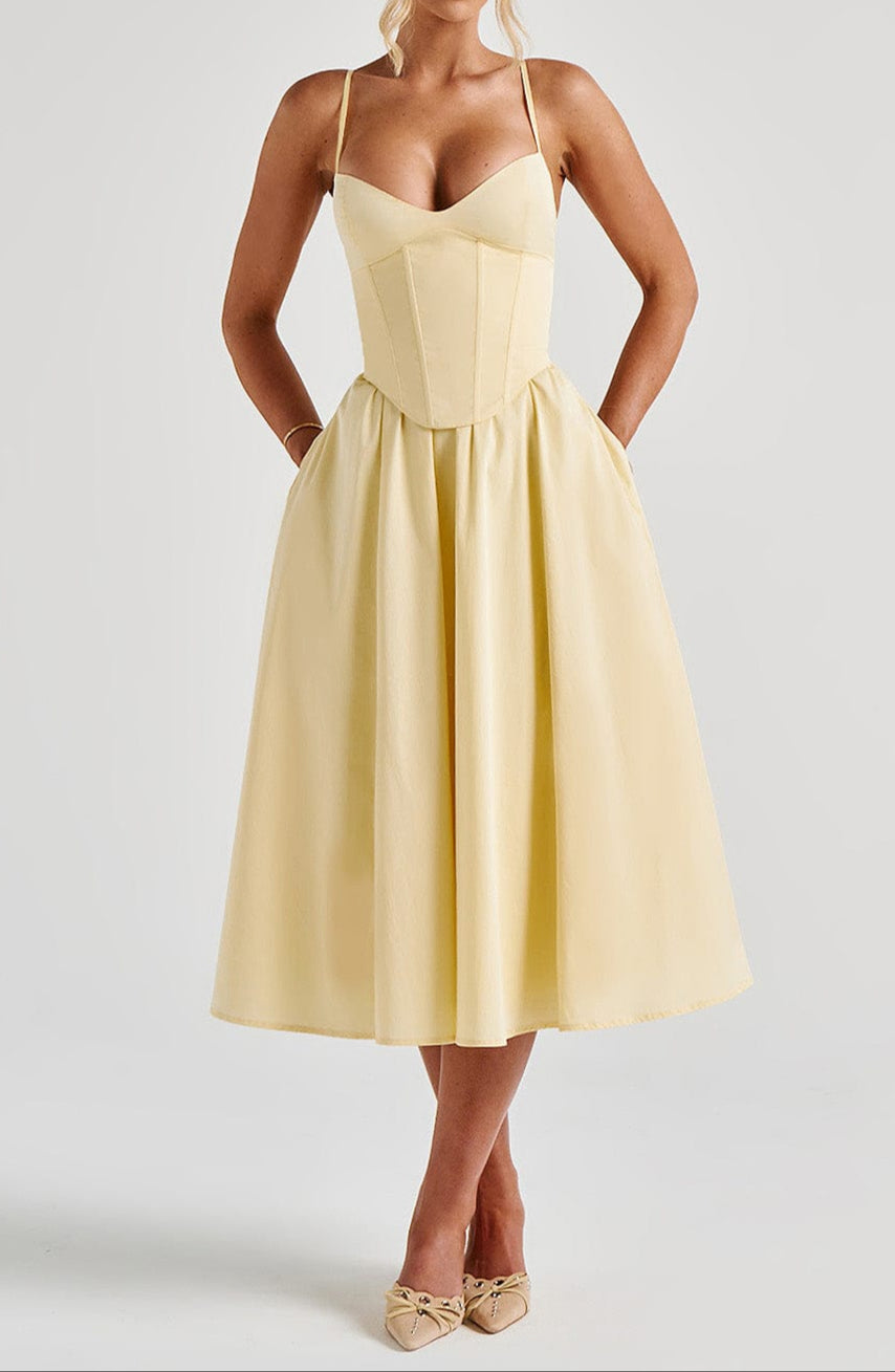 Julia | Damen Abendkleid Midi A-Linie mit Herzausschnitt