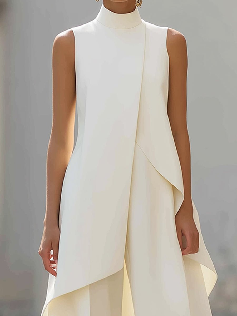 Katharina | Damen Asymmetrischer Hosenanzug-Set Hochgeschlossen
