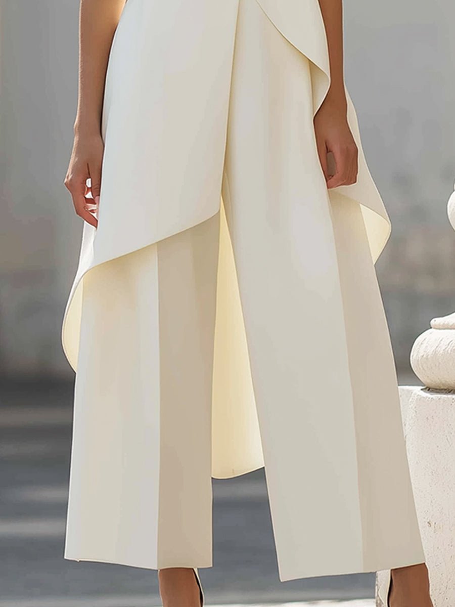 Katharina | Damen Asymmetrischer Hosenanzug-Set Hochgeschlossen