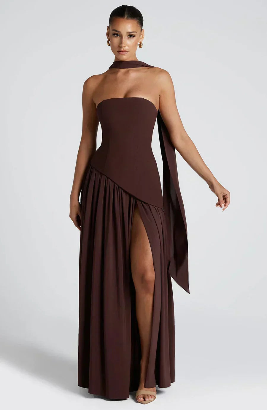 Theresa | Damen Asymmetrisches Maxi Kleid für