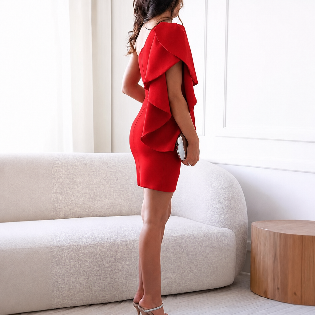 Carla | Damen Asymmetrisches Minikleid für Hochzeitsgäste