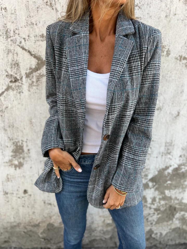 Hannah | Damen Baumwoll-Jacke im Karo-Stil für den Herbst