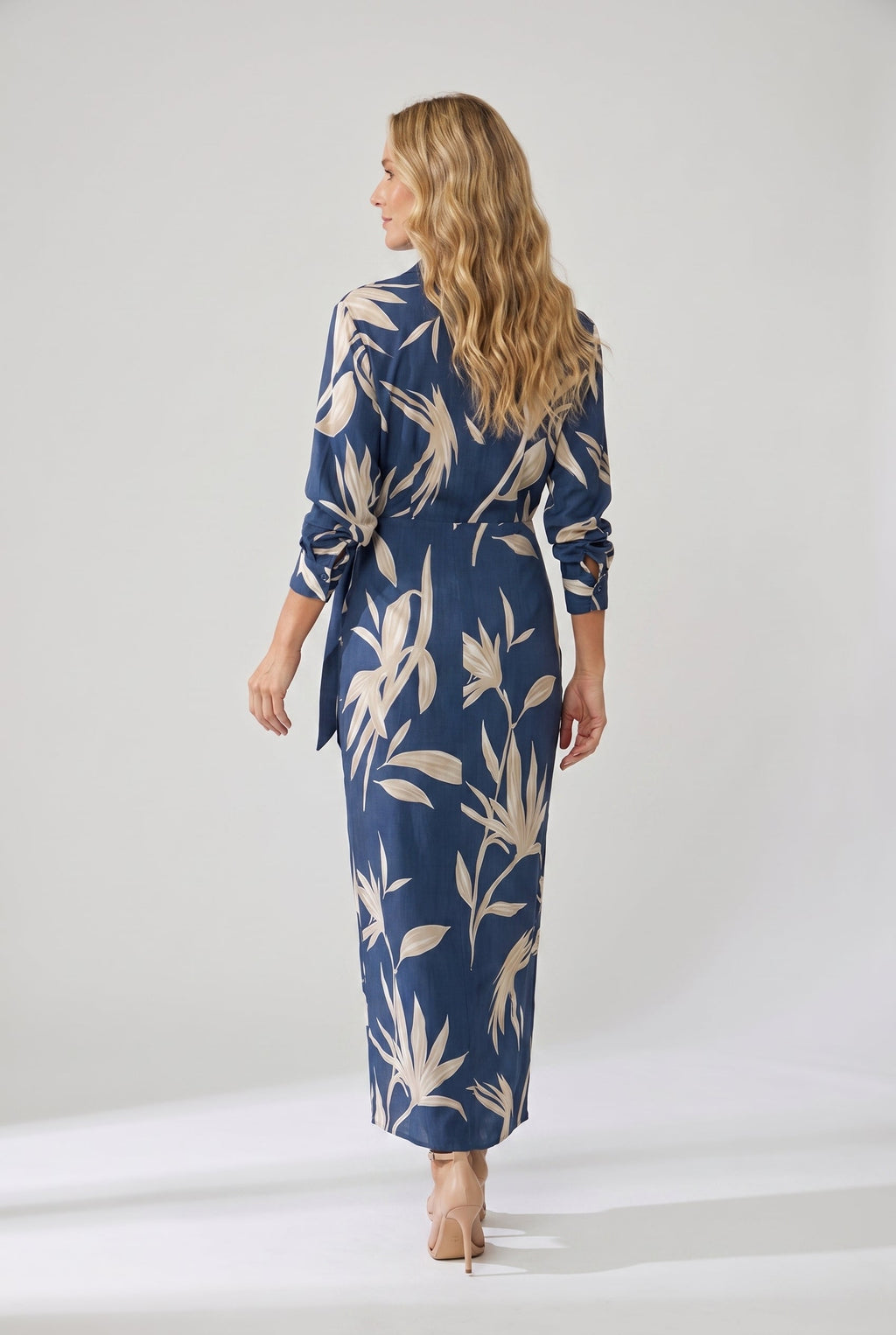 Luca | Damen Blatt-Muster Maxikleid für Sommer