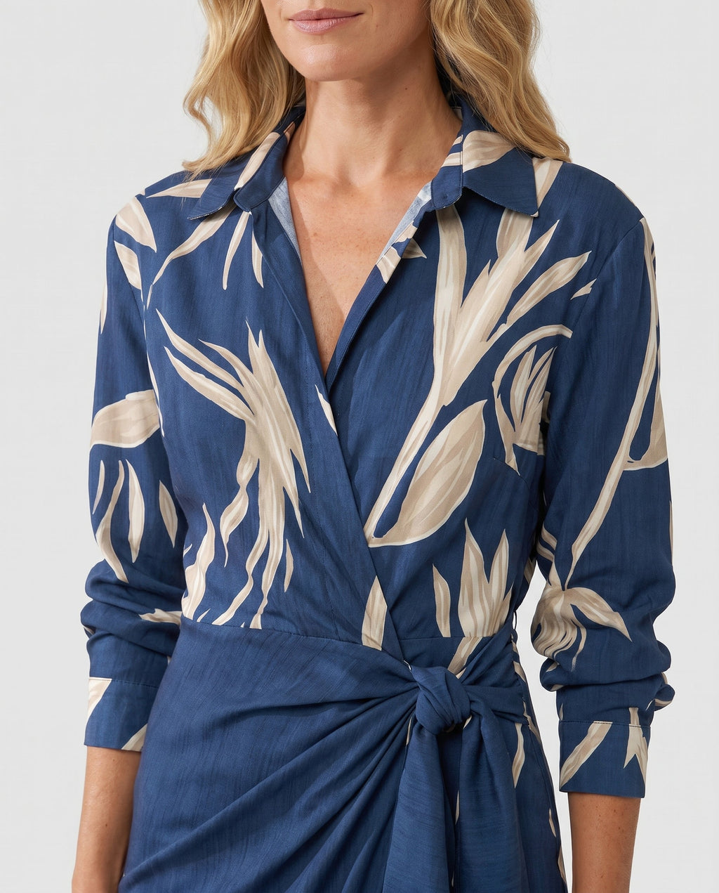 Luca | Damen Blatt-Muster Maxikleid für Sommer