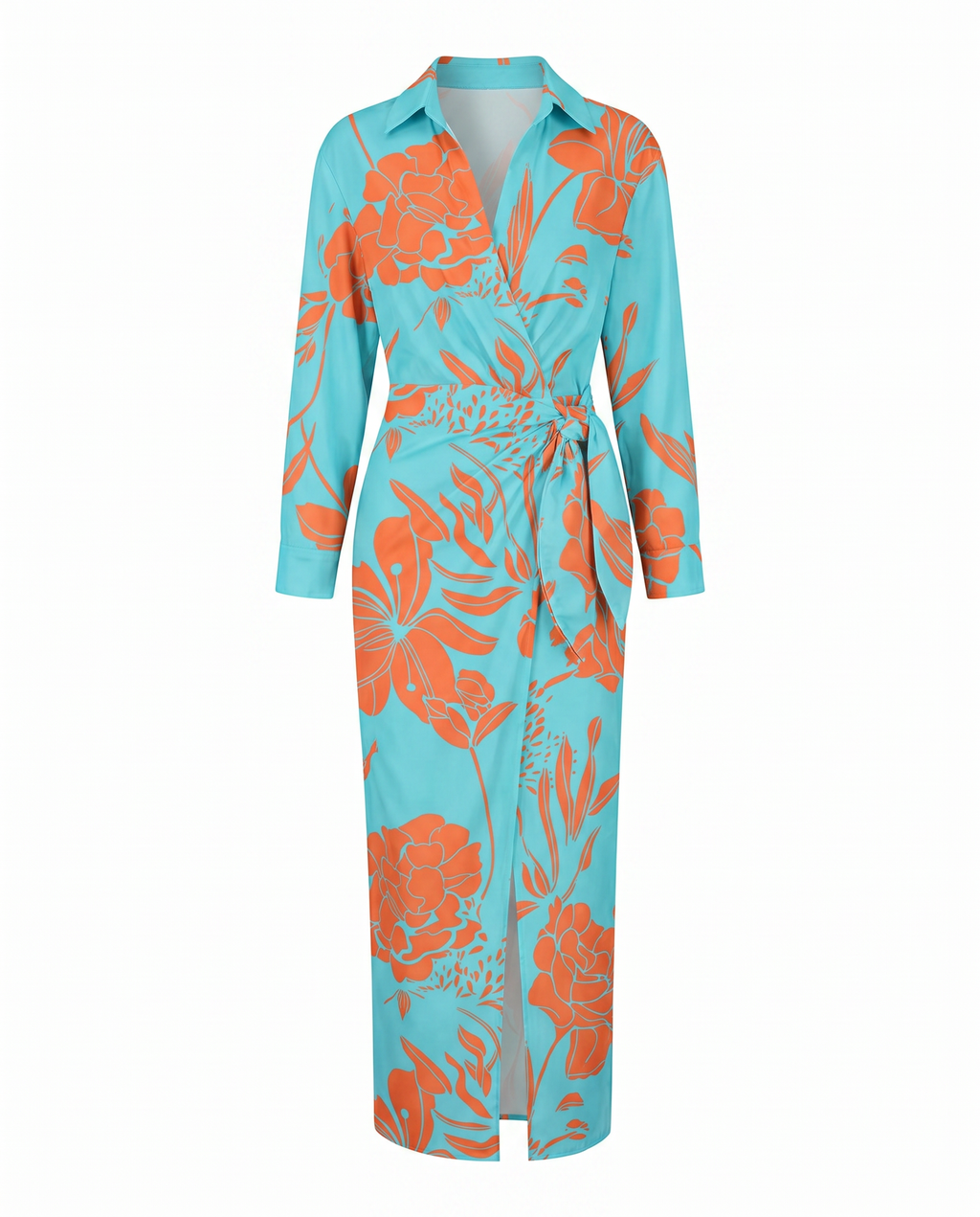 Luca | Damen Blatt-Muster Maxikleid für Sommer
