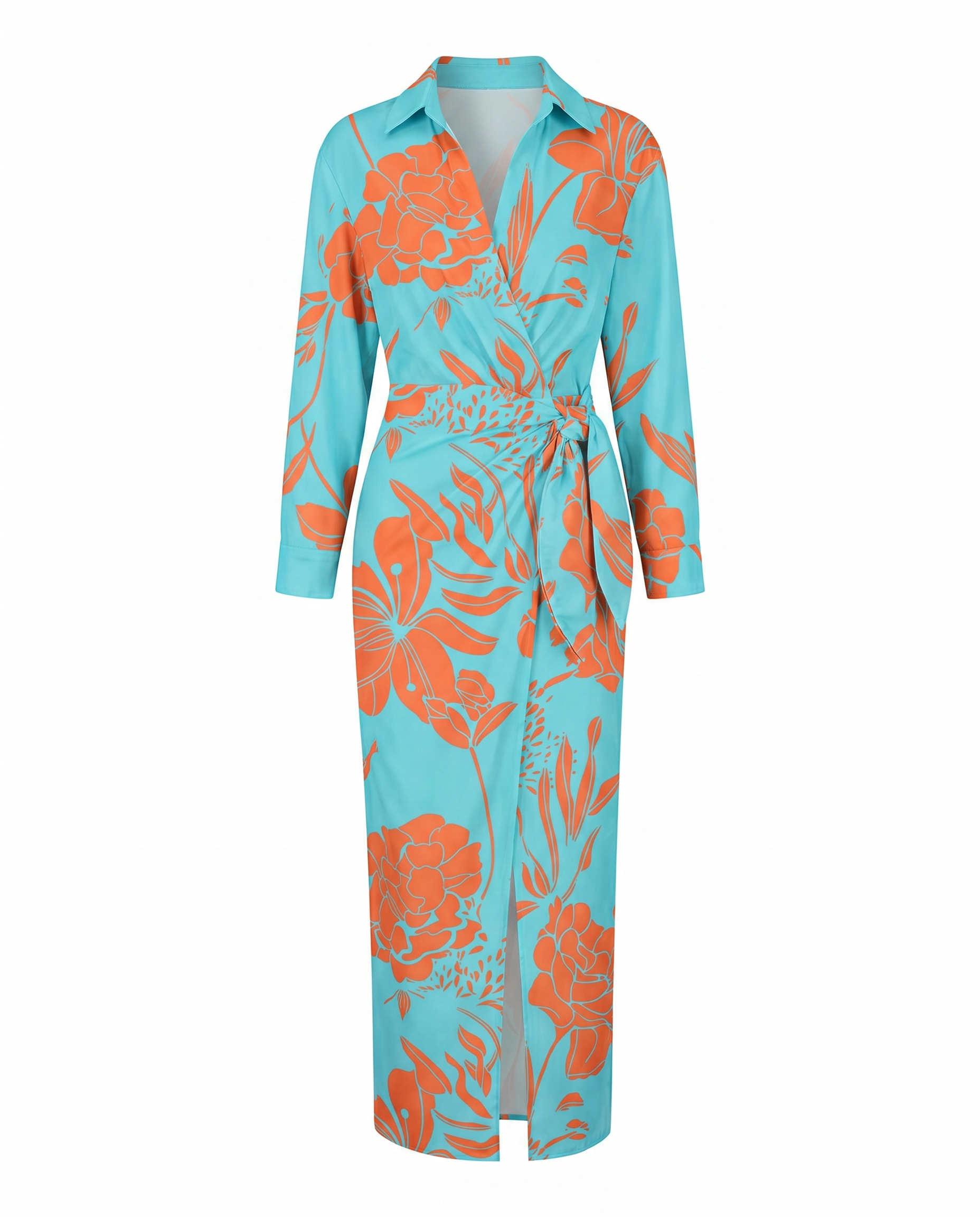 Luca | Damen Blatt-Muster Maxikleid für Sommer