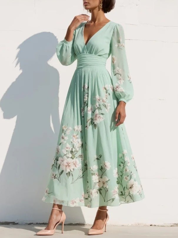 Matilda | Damen Blumenmuster Midikleid für Hochzeitsgäste