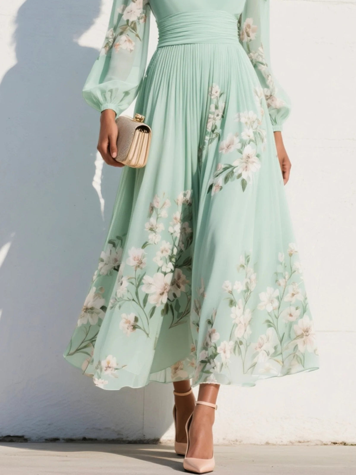 Matilda | Damen Blumenmuster Midikleid für Hochzeitsgäste
