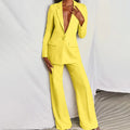 Antonia | Damen breitbeiniger Sommer-Hosenanzug-Set mit Longline-Blazer