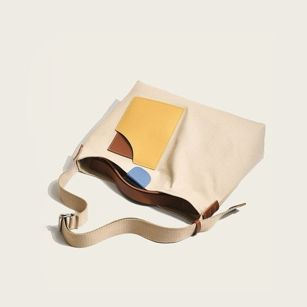 Katharina | Damen Canvas Schultertasche mit modernem Farbblock-Design
