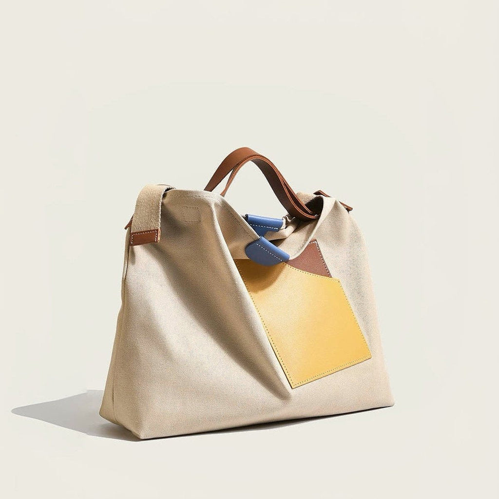 Katharina | Damen Canvas Schultertasche mit modernem Farbblock-Design