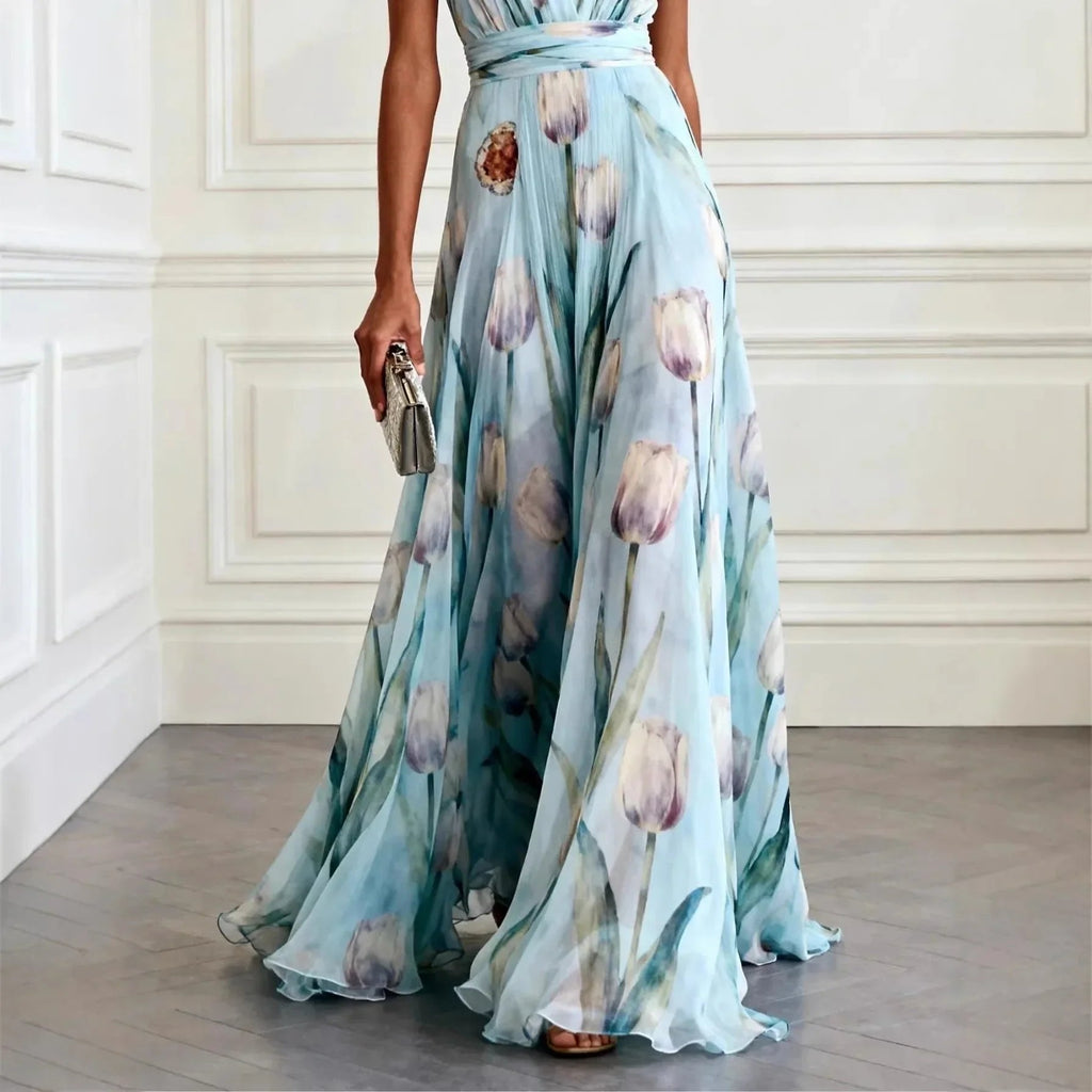 Nele | Damen Chiffon Abendkleid Maxi für Hochzeitsgäste