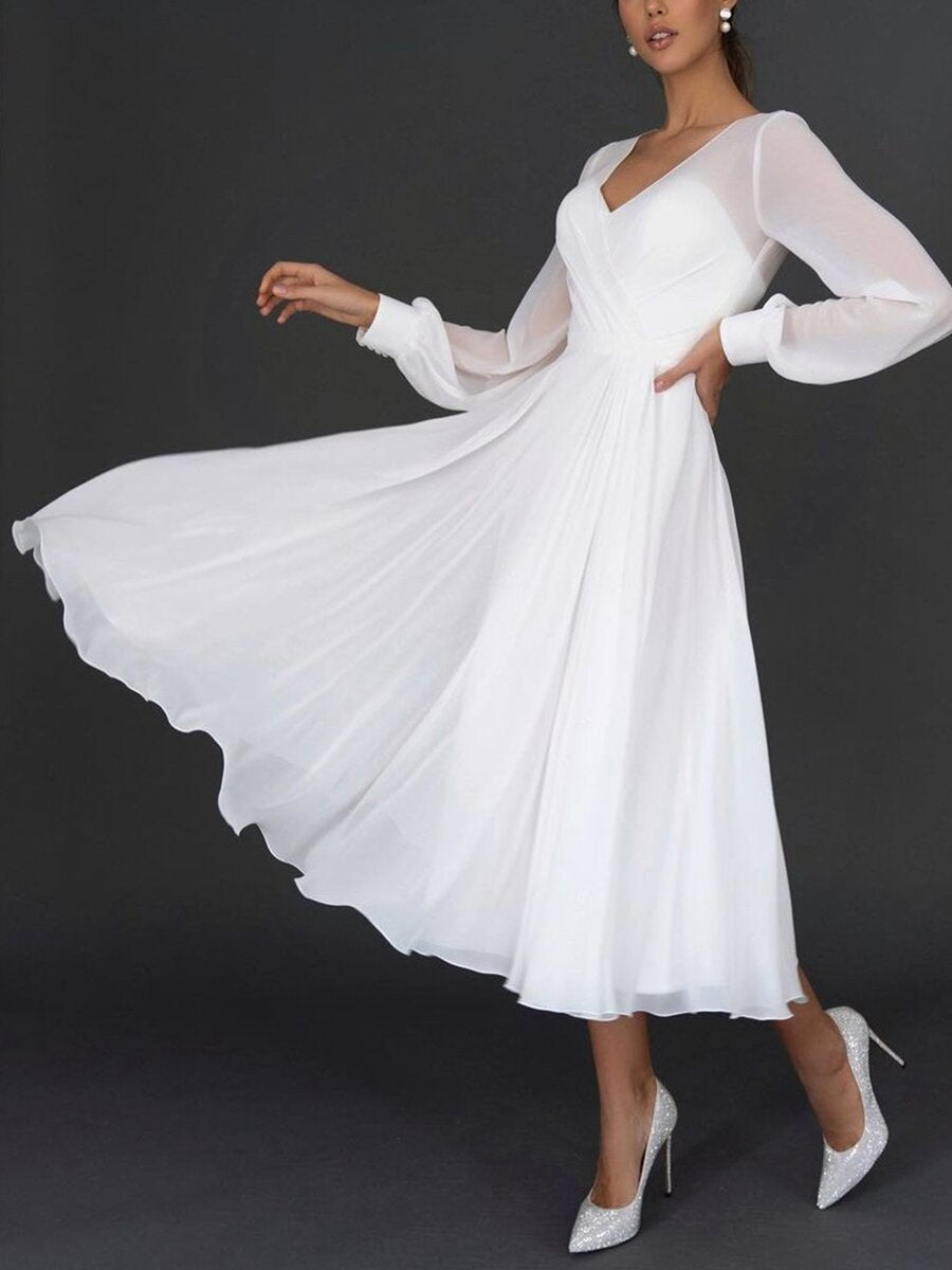 Helena | Damen Chiffon Midikleid für Hochzeitsgäste