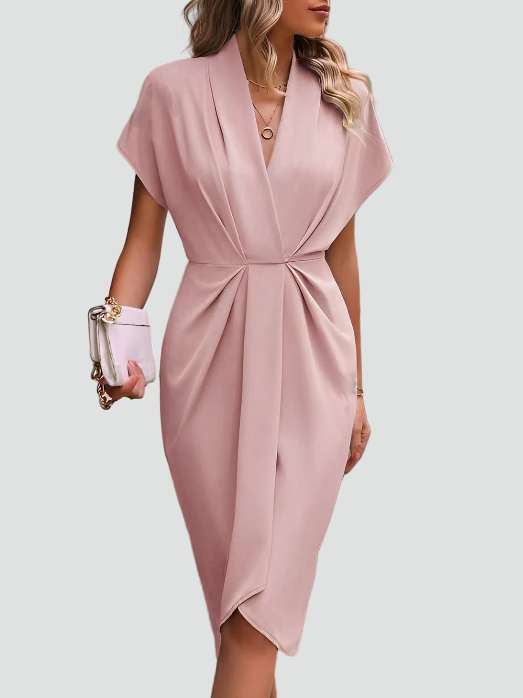 Ida | Damen Cocktailkleid Midi im eleganten Wickelstil