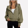 Antonia | Damen Cropped Zip Hoodie Relaxed Fit