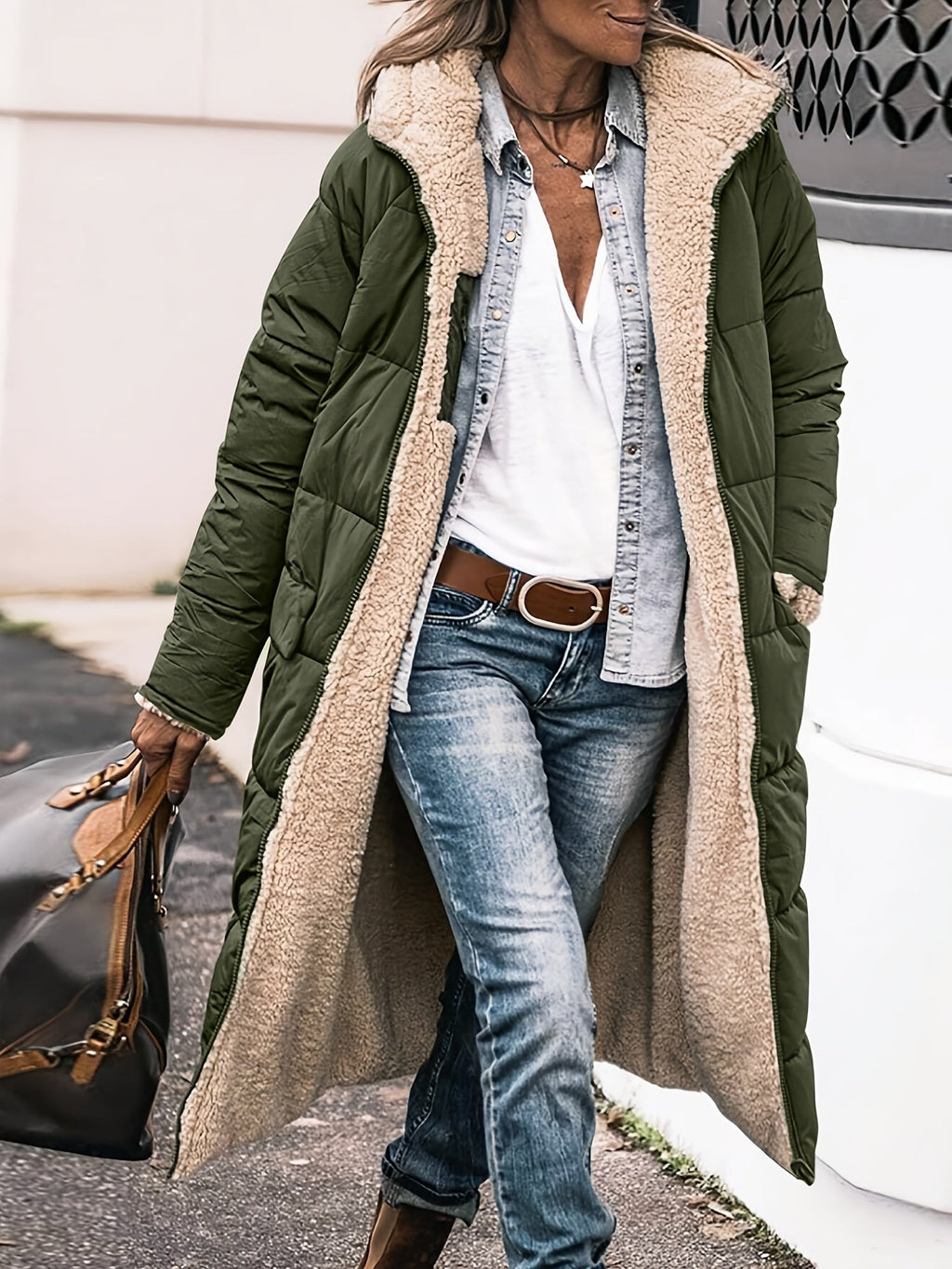Antonia | Damen elegante lange Jacke für Herbst