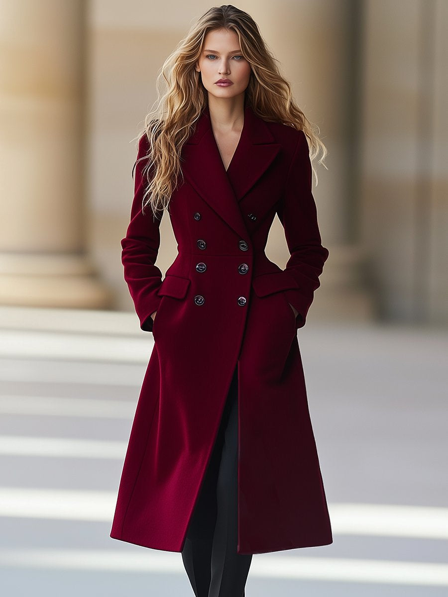 Leni | Damen Elegante lange Jacke mit Reverskragen