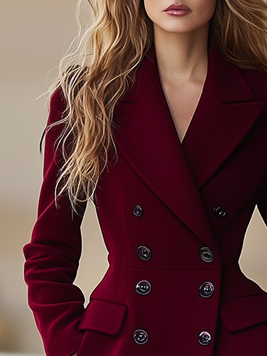 Leni | Damen Elegante lange Jacke mit Reverskragen
