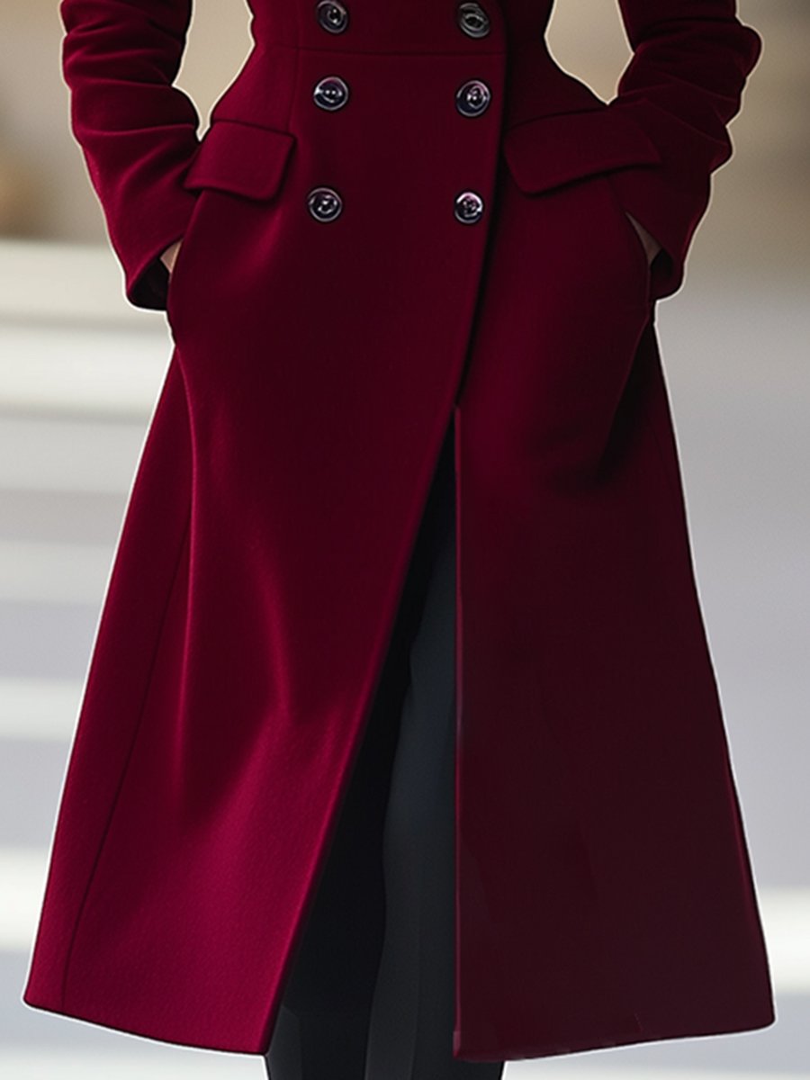 Leni | Damen Elegante lange Jacke mit Reverskragen