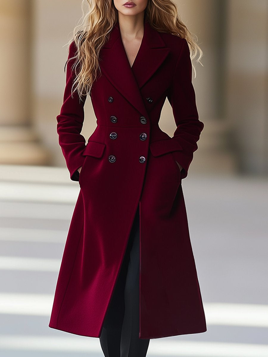 Leni | Damen Elegante lange Jacke mit Reverskragen