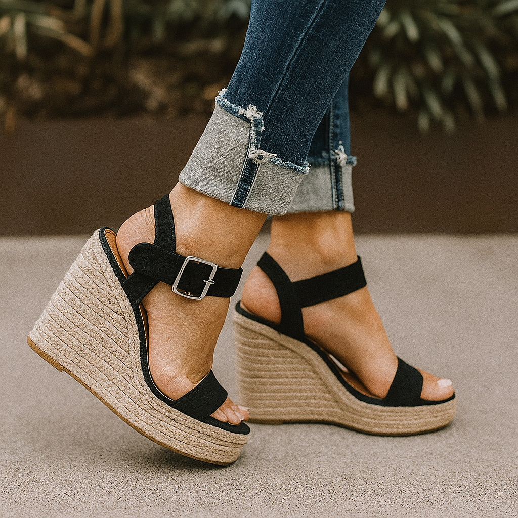 Hannah | Damen Elegante Sommersandalen Mit Keilabsatz