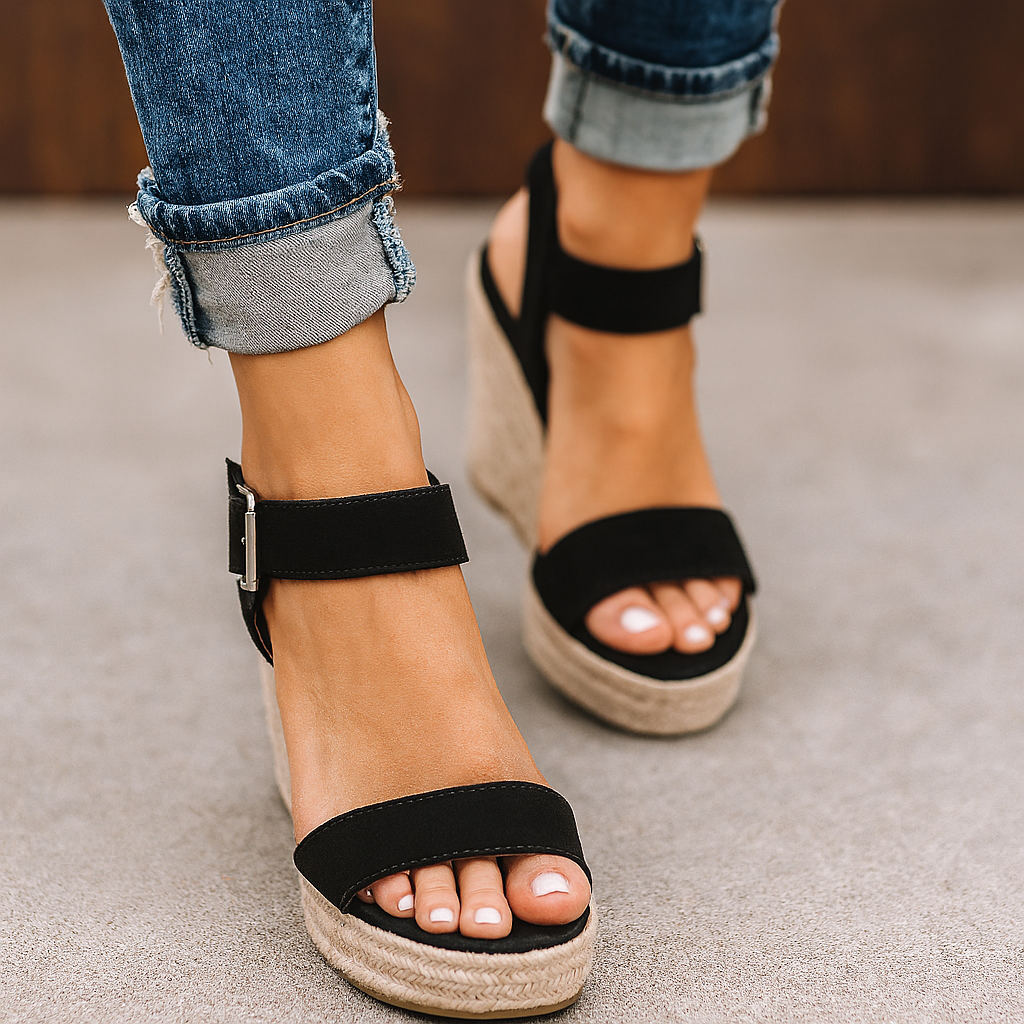 Hannah | Damen Elegante Sommersandalen Mit Keilabsatz