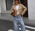 Sophia | Damen Eleganter Kurzer Zweireihiger Trenchcoat