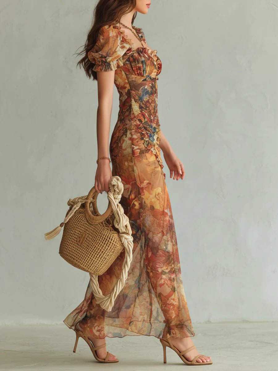 Theresa | Damen Elegantes Boho Maxikleid