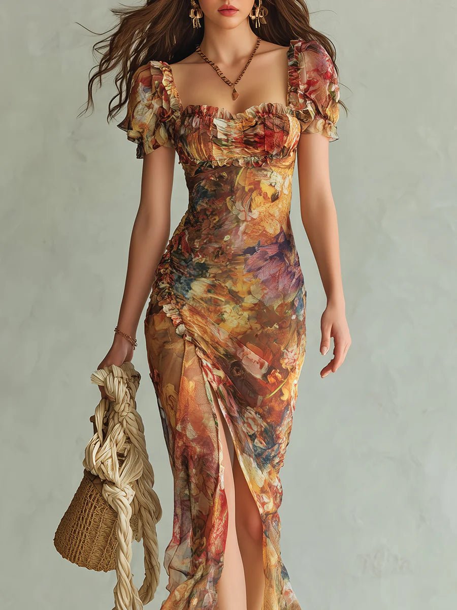 Theresa | Damen Elegantes Boho Maxikleid