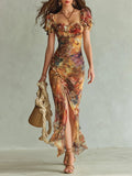 Theresa | Damen Elegantes Boho Maxikleid