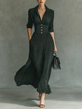 Lena | Damen Elegantes Herbst-Maxikleid mit Plissees