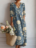 Theresa | Damen Elegantes Leinenkleid im Boho-Stil