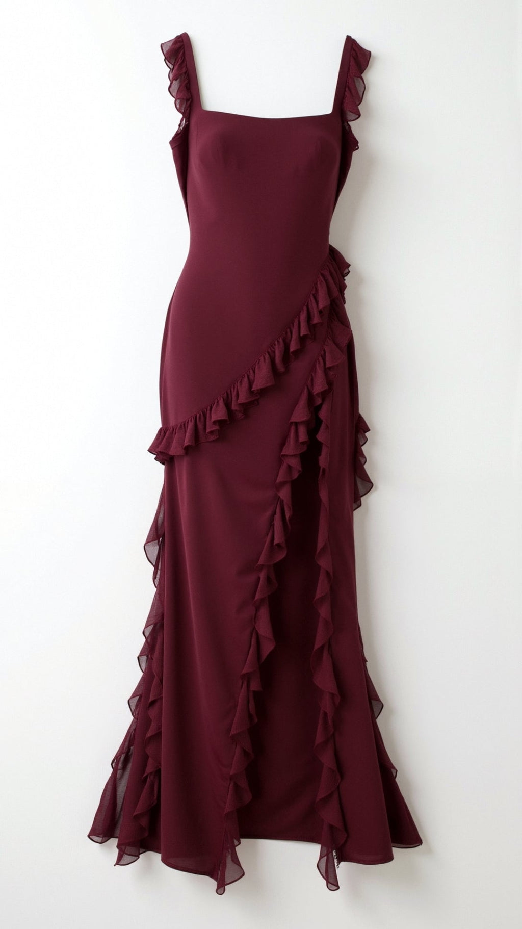 Helena | Damen Elegantes Maxikleid für Hochzeitsgäste mit Rüschen