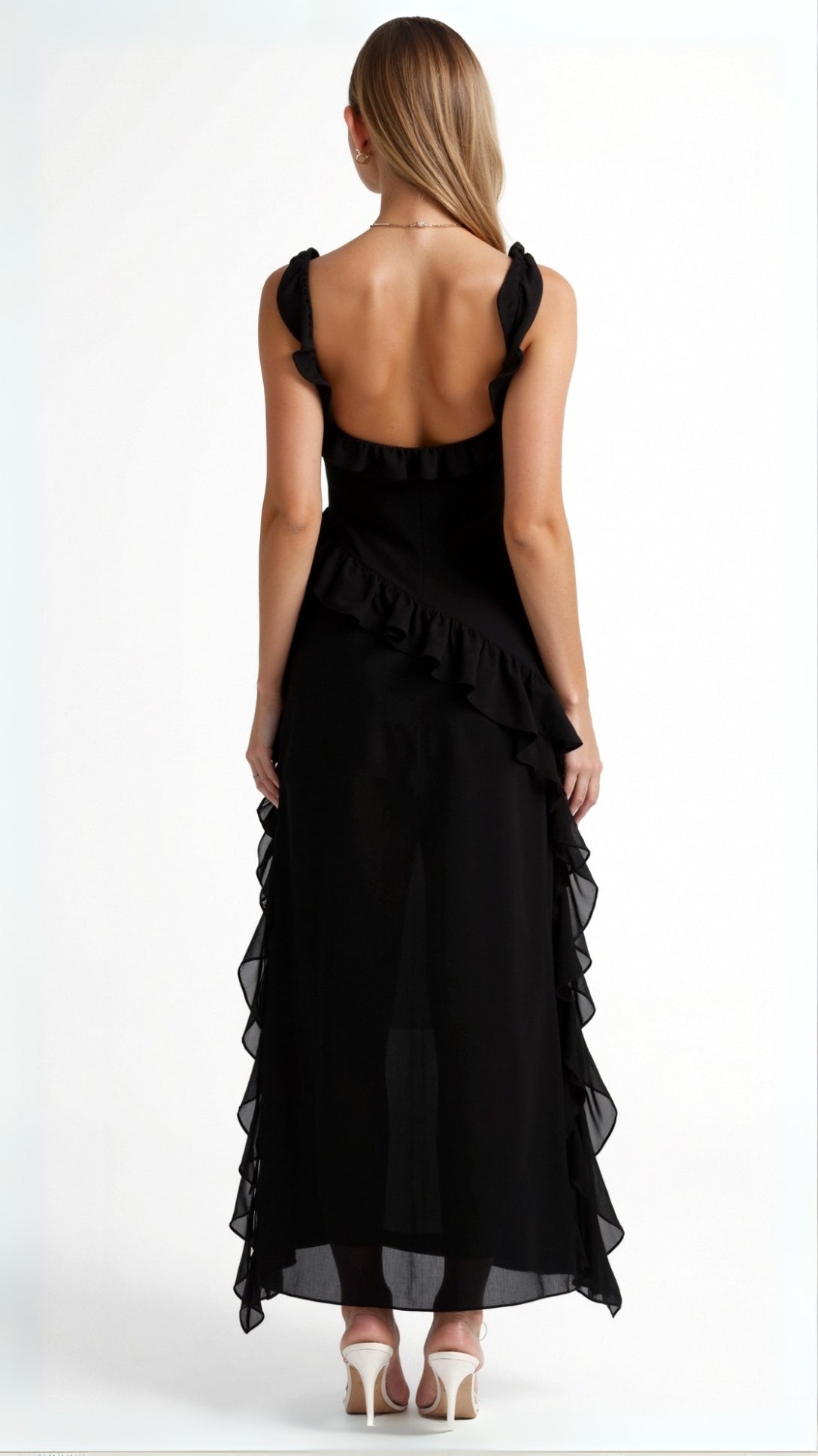 Helena | Damen Elegantes Maxikleid für Hochzeitsgäste mit Rüschen