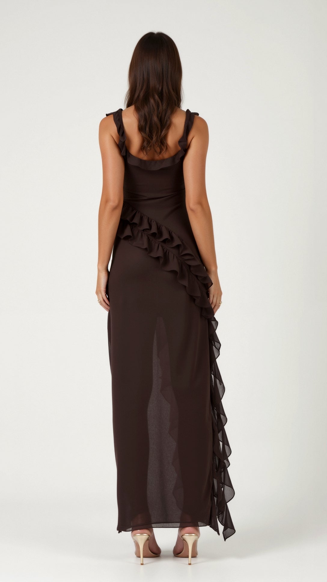 Helena | Damen Elegantes Maxikleid für Hochzeitsgäste mit Rüschen
