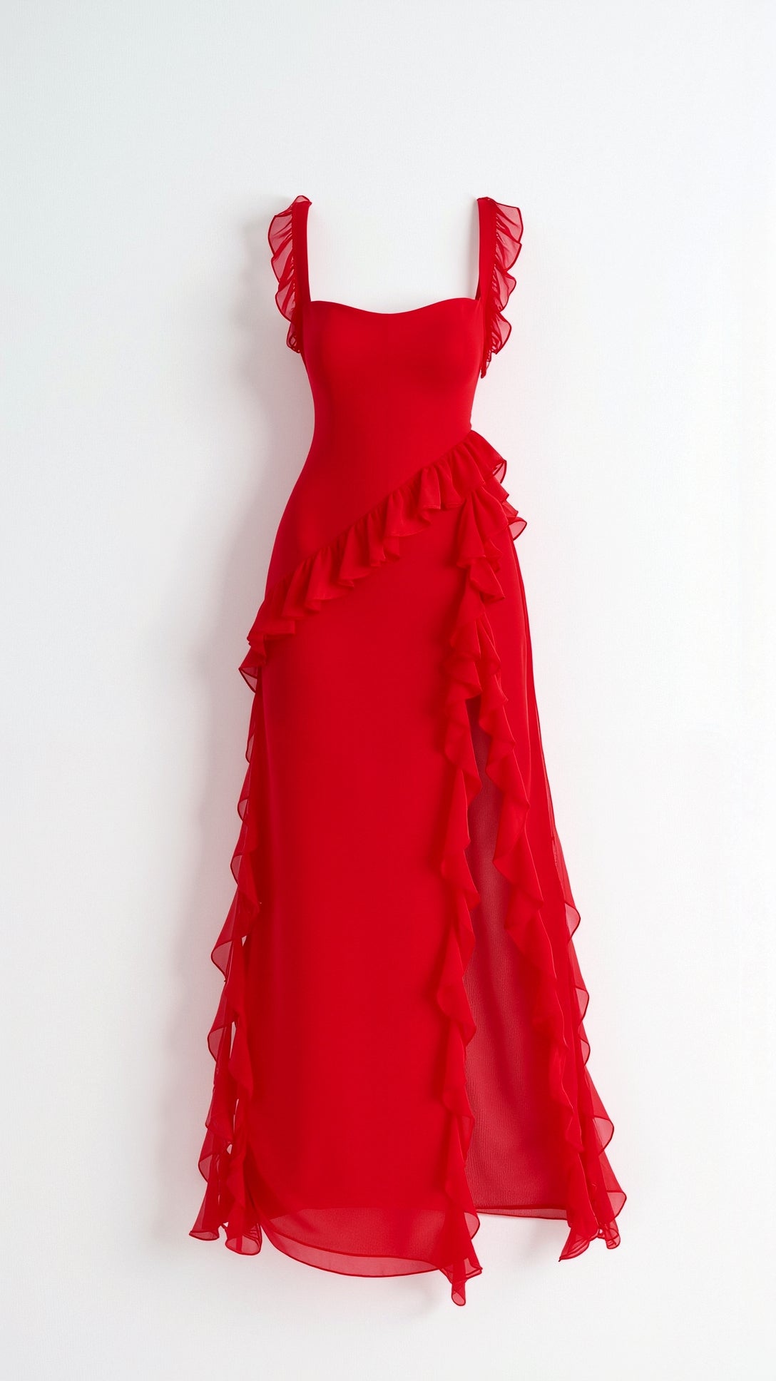 Helena | Damen Elegantes Maxikleid für Hochzeitsgäste mit Rüschen