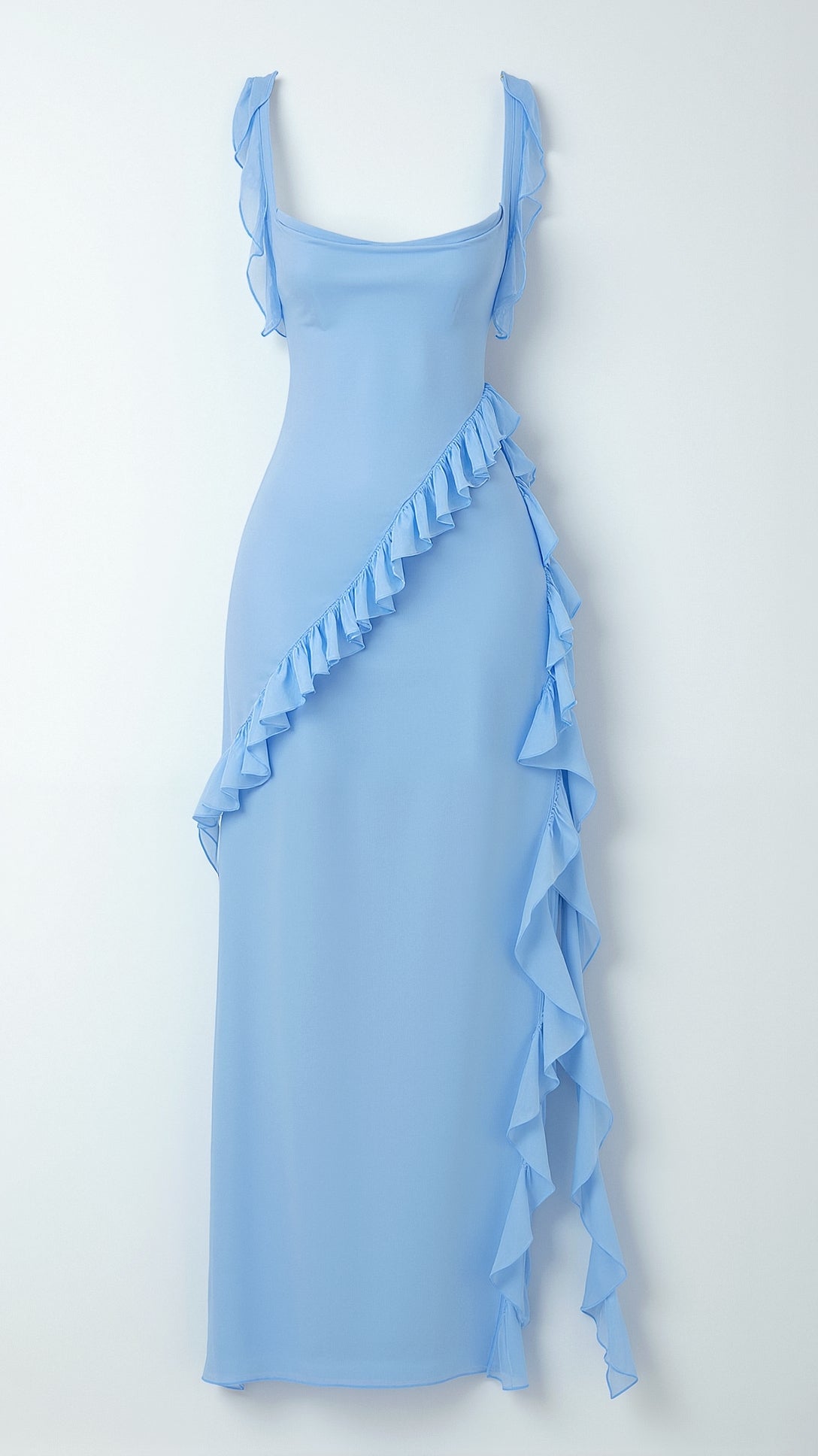 Helena | Damen Elegantes Maxikleid für Hochzeitsgäste mit Rüschen