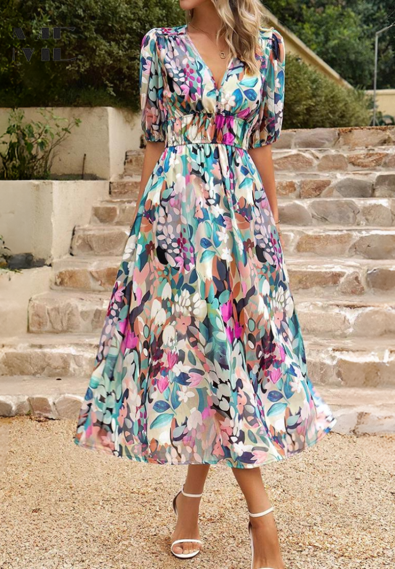 Mia | Damen elegantes Midikleid für Hochzeitsgäste