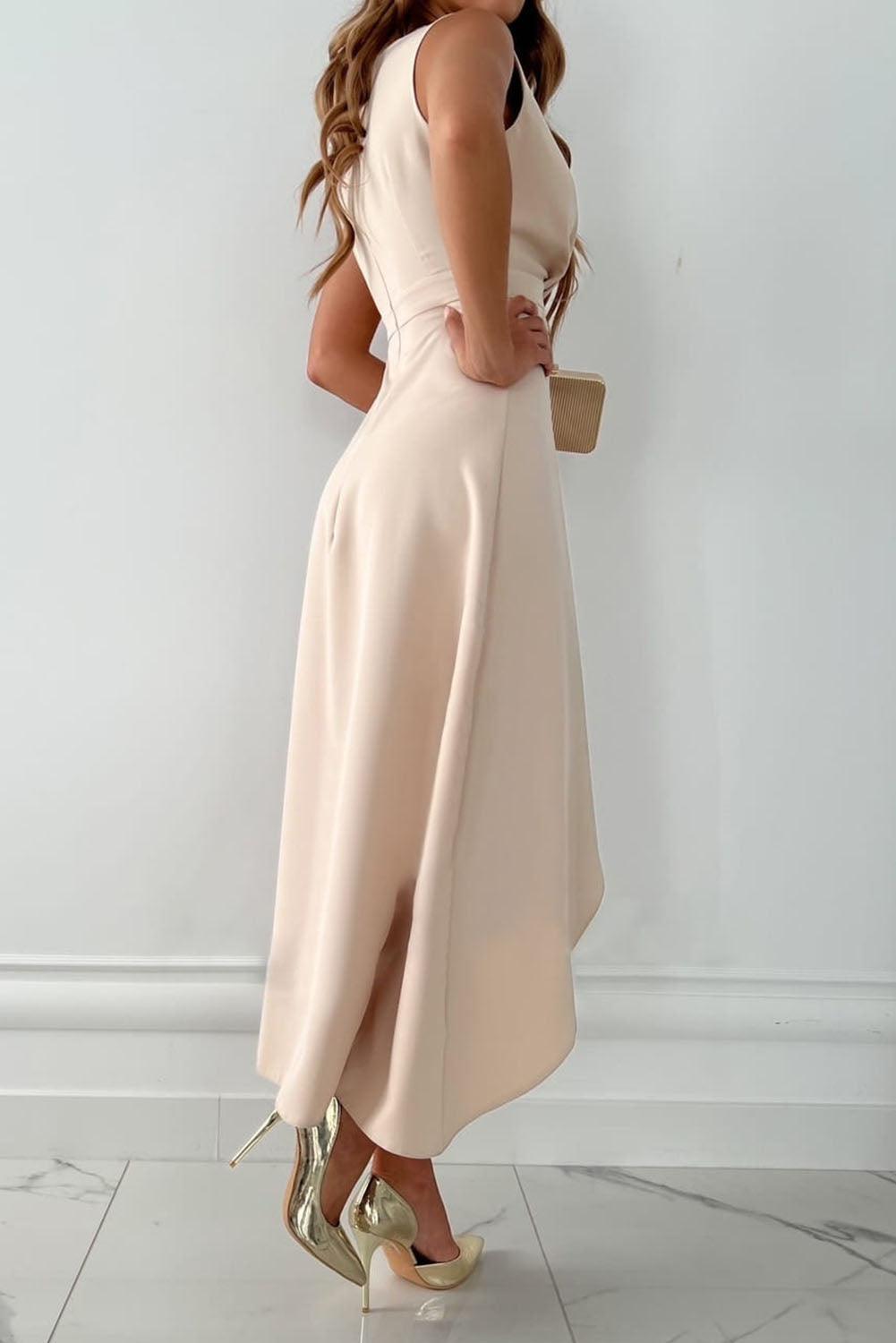Antonia | Damen Elegantes Midikleid im Wickel-Stil für Hochzeitsgäste