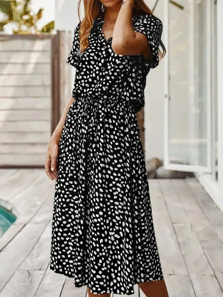 Mila | Damen Elegantes Polka-Punkt-Sommerkleid