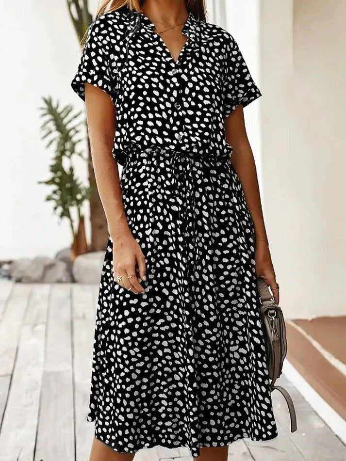 Mila | Damen Elegantes Polka-Punkt-Sommerkleid