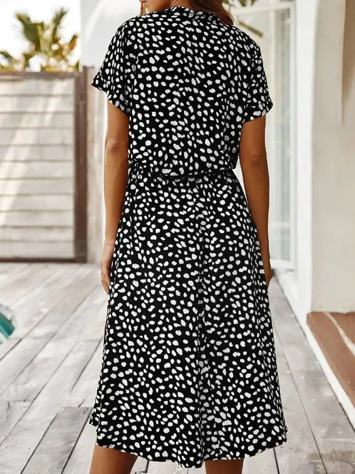 Mila | Damen Elegantes Polka-Punkt-Sommerkleid