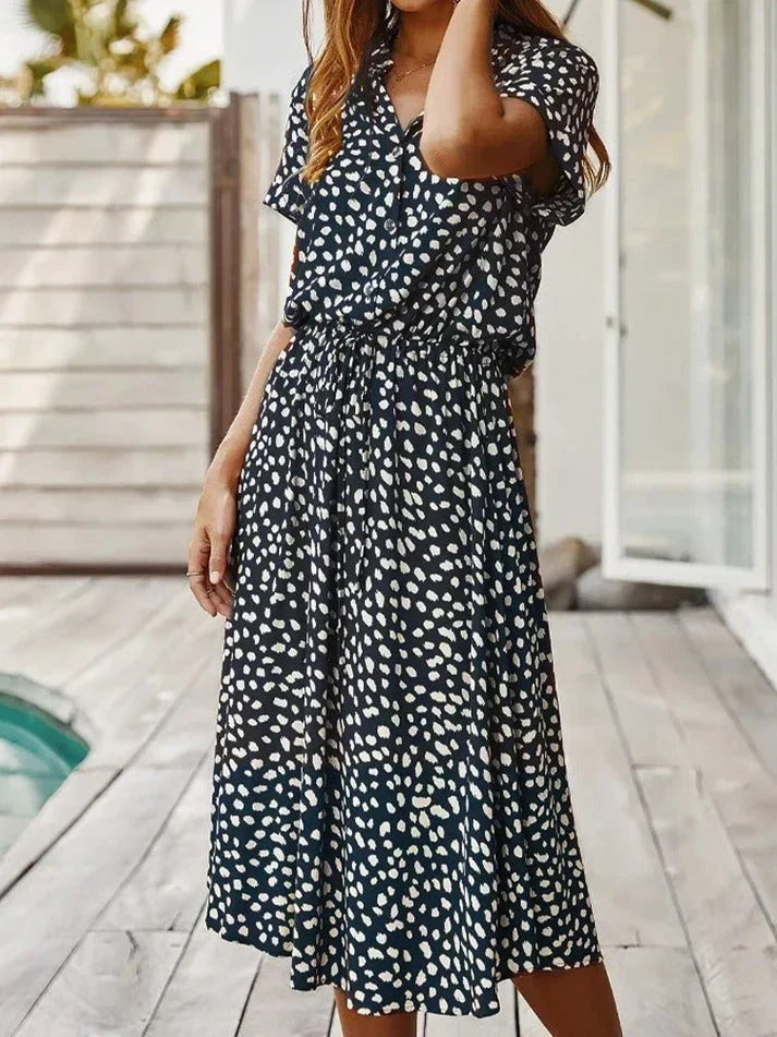 Mila | Damen Elegantes Polka-Punkt-Sommerkleid